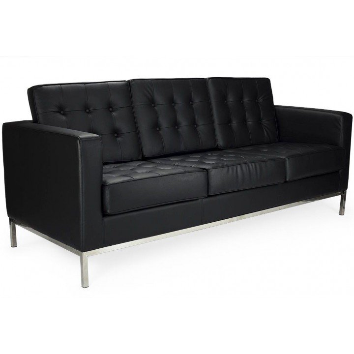 Sofá FLORENCE de 3 plazas en similpiel TOP color negro