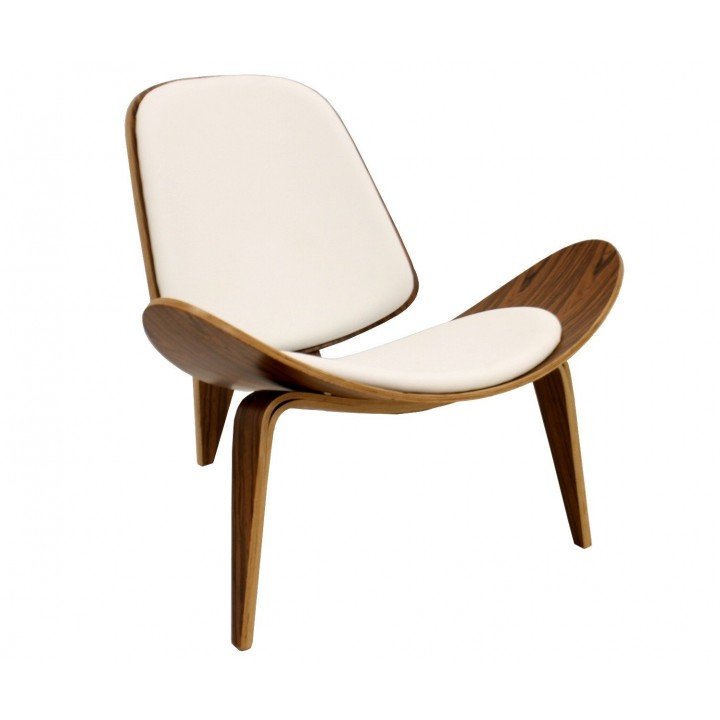Butaca CH07 de Carl Hansen - Palorosa y similpiel blanco