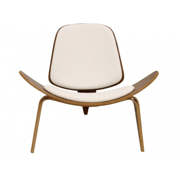 Butaca CH07 de Carl Hansen - Palorosa y similpiel blanco