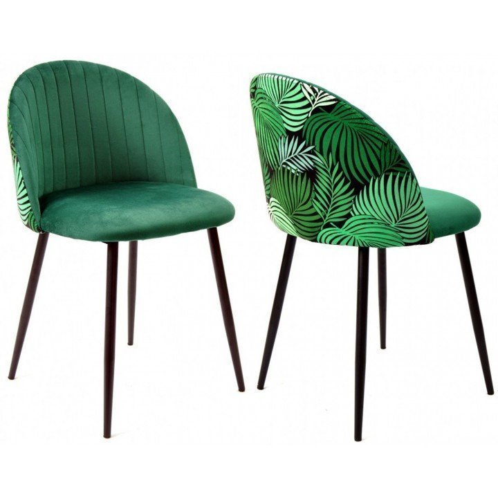 silla terciopelo verde económica con estampado de flores - TALLIN