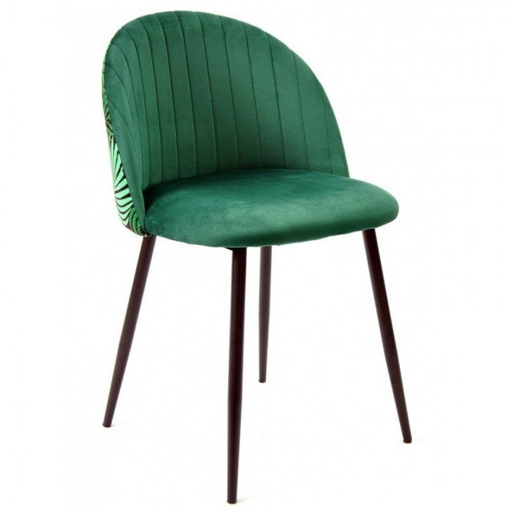 silla terciopelo verde económica con estampado de flores - TALLIN