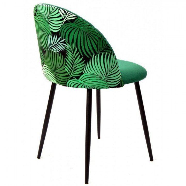 silla terciopelo verde económica con estampado de flores - TALLIN