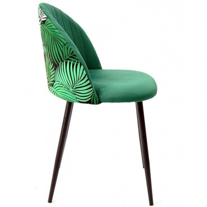 silla terciopelo verde económica con estampado de flores - TALLIN