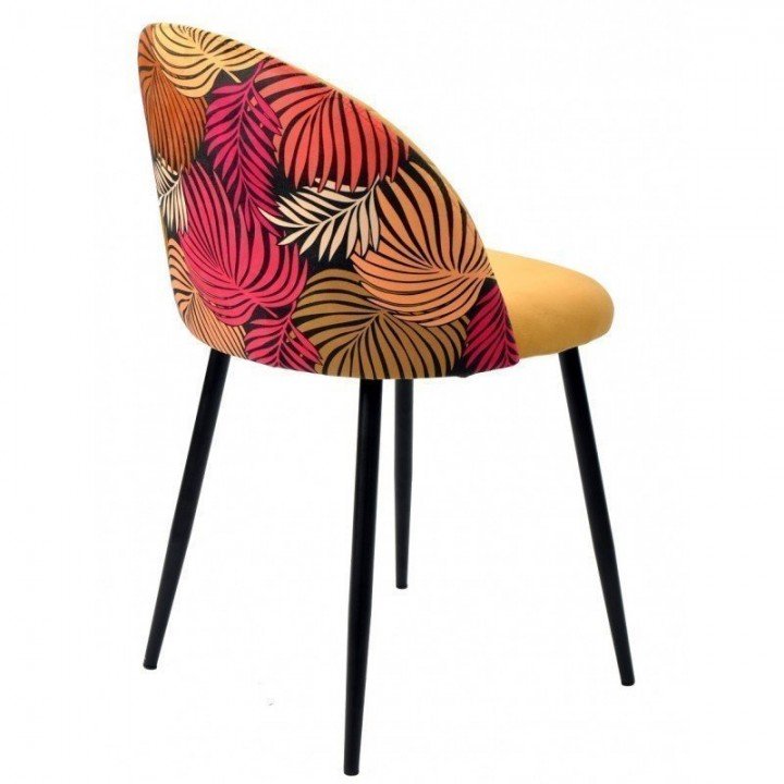 silla terciopelo mostaza económica con estampado de flores - TALLIN