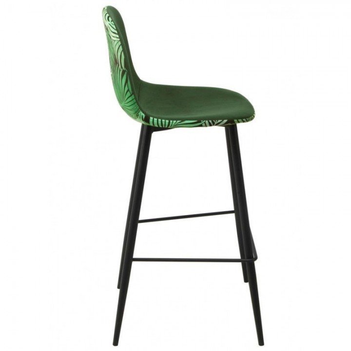taburete de terciopelo verde económico con estampado de flores - RIGA