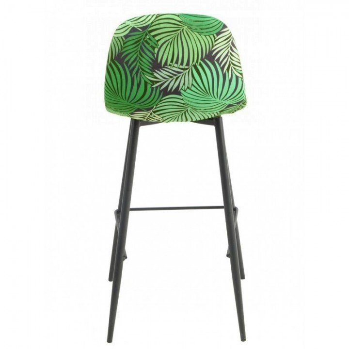 taburete de terciopelo verde económico con estampado de flores - RIGA