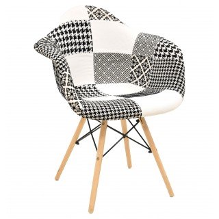 sillón eames DSW patchwork blanco y negro - STOW-P